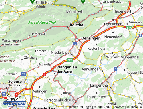 MICHELIN-Landkarte Niederbipp - ViaMichelin