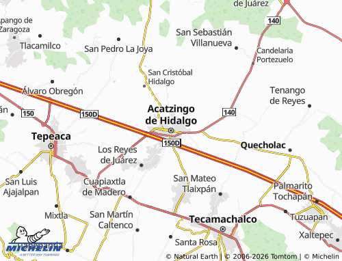 MICHELIN Acatzingo de Hidalgo map - ViaMichelin