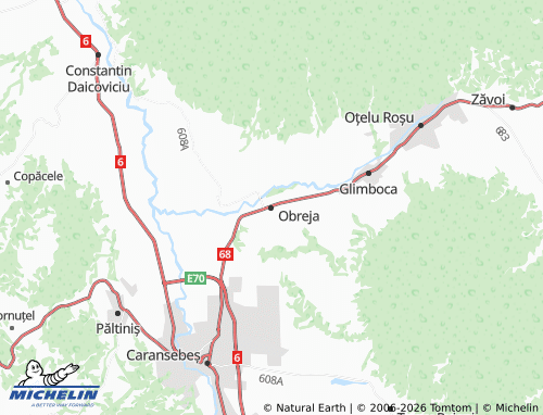 MICHELIN Obreja map - ViaMichelin