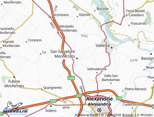 MICHELIN-Landkarte San Salvatore Monferrato - ViaMichelin