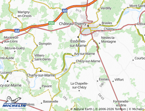 Mappa MICHELIN Azy-sur-Marne - ViaMichelin