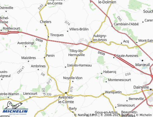 Carte MICHELIN Tilloy-lès-Hermaville - ViaMichelin