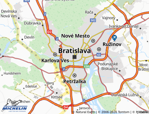Kaart MICHELIN Bratislava - ViaMichelin
