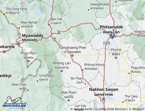 Mapa MICHELIN Changwat Kamphaeng Phet - ViaMichelin