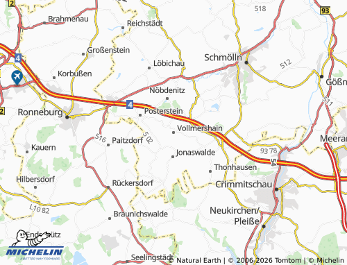 MICHELIN Vollmershain map - ViaMichelin