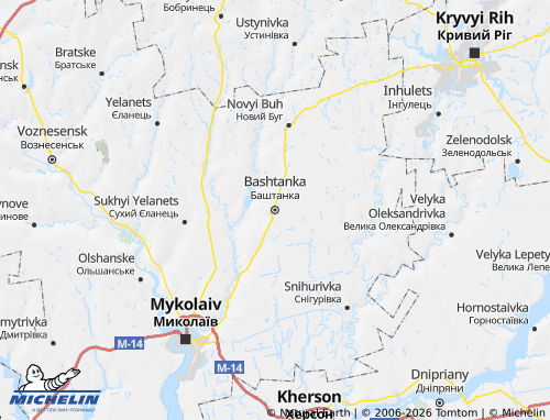 MICHELIN-Landkarte Bashtanskyi raion - ViaMichelin