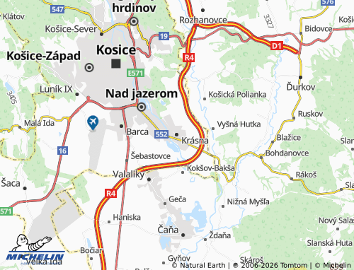 MICHELIN Krásna map - ViaMichelin