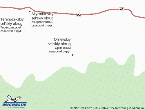 MICHELIN Ornekskiy sel'skiy okrug map - ViaMichelin
