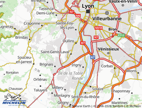 MICHELIN-Landkarte Saint-Genis-Laval - ViaMichelin