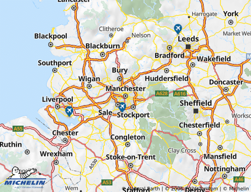 Carte MICHELIN Greater Manchester - ViaMichelin