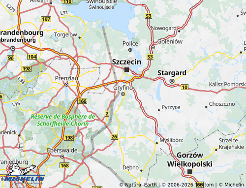 Kaart MICHELIN Gryfino (District) - ViaMichelin