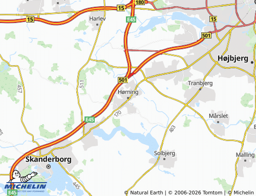 MICHELIN-Landkarte Hørning - ViaMichelin