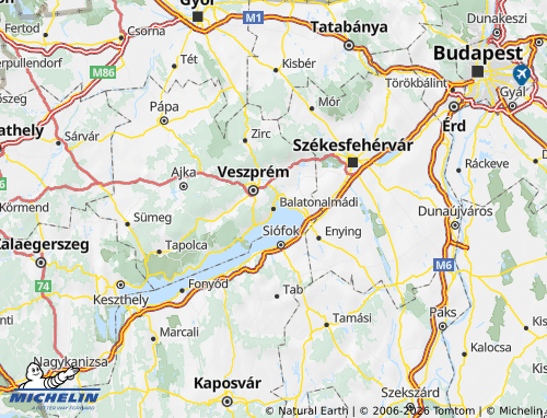 MICHELIN-Landkarte Balatonalmádi járás - ViaMichelin