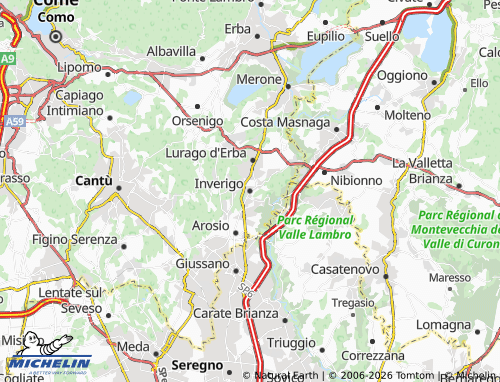 MICHELIN Inverigo map - ViaMichelin