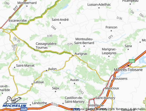 Mappa MICHELIN Aurignac - ViaMichelin