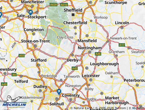 MICHELIN Derby map - ViaMichelin