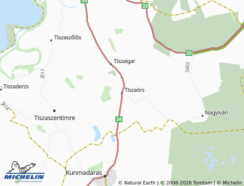 MICHELIN Tiszaörs map - ViaMichelin