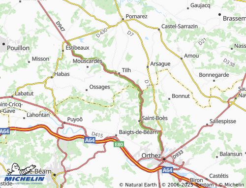 Carte MICHELIN Saint-Girons-en-Béarn - ViaMichelin