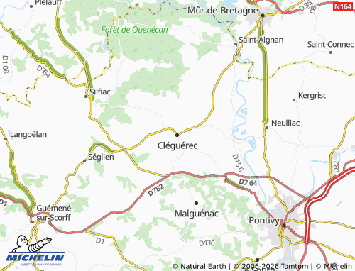 MICHELIN Cléguérec map - ViaMichelin