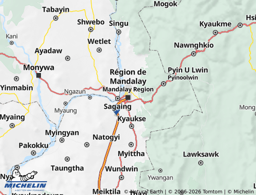 MICHELIN-Landkarte Mandalay Region - ViaMichelin