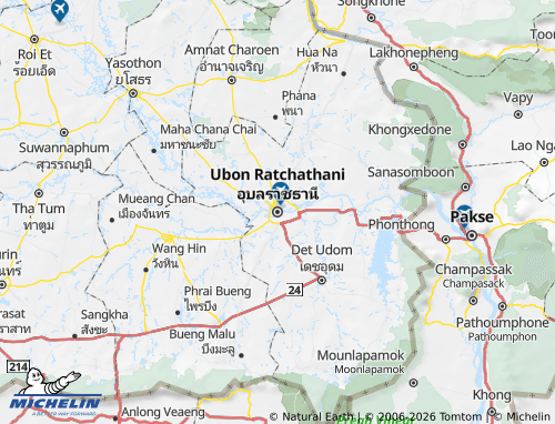 Carte MICHELIN Province d'Ubon Ratchathani - ViaMichelin