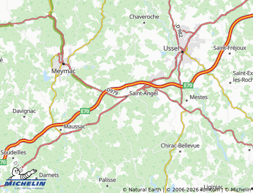 MICHELIN Saint-Angel map - ViaMichelin