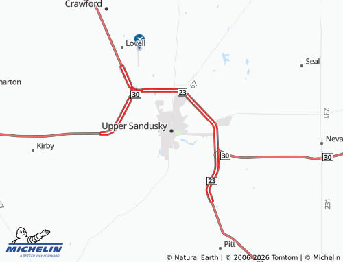 Kaart MICHELIN Upper Sandusky - ViaMichelin