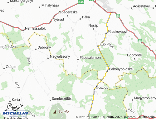 MICHELIN Pápasalamon map - ViaMichelin