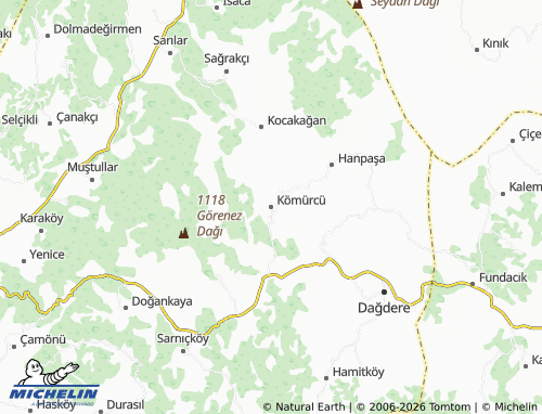 MICHELIN Kömürcü map - ViaMichelin