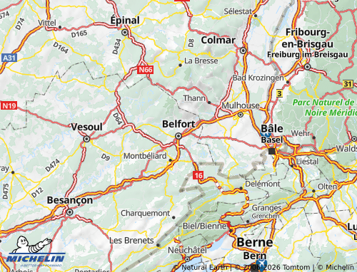 Carte MICHELIN Territoire de Belfort - ViaMichelin