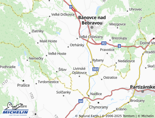 MICHELIN Pečeňany map - ViaMichelin