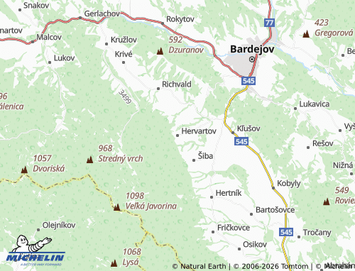 MICHELIN-Landkarte Hervartov - ViaMichelin