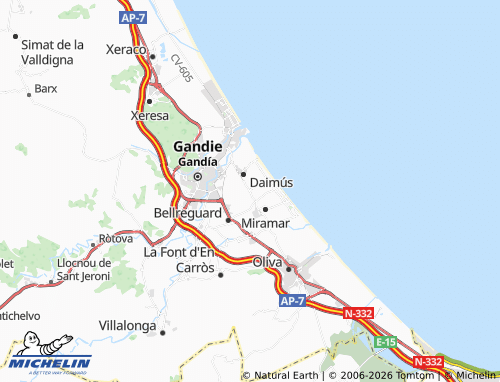 Mappa MICHELIN Guardamar de la Safor - ViaMichelin