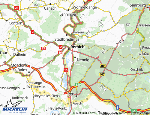 MICHELIN Nennig map - ViaMichelin