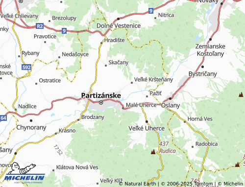 MICHELIN Malé kršteňany-nemocnica map - ViaMichelin