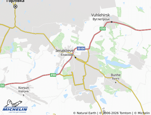 MICHELIN Yenakiieve map - ViaMichelin