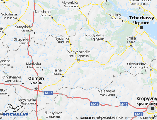 Mapa MICHELIN Zvenyhorodskyi raion - ViaMichelin