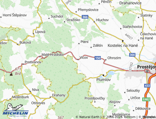 Mapa MICHELIN Vícov - ViaMichelin