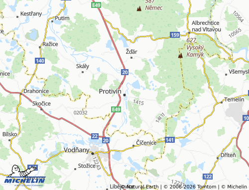 Kaart MICHELIN Protivín - ViaMichelin