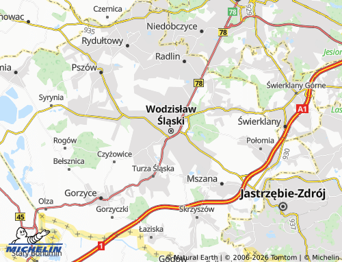MICHELIN Wodzisław Śląski map - ViaMichelin