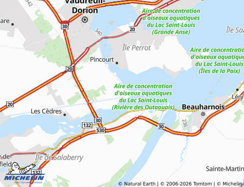 MICHELIN Pointe-des-Cascades map - ViaMichelin