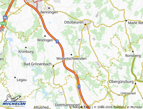 Mapa MICHELIN Wolfertschwenden - ViaMichelin