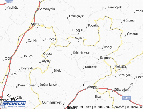 MICHELIN Eski Hamur map - ViaMichelin