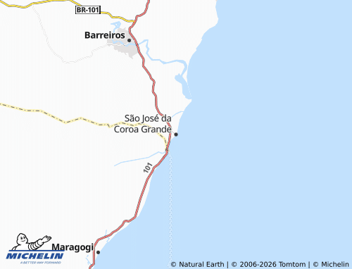 Mapa MICHELIN São José da Coroa Grande - ViaMichelin