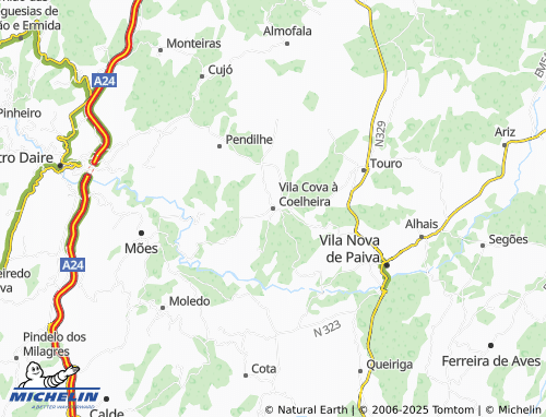 MICHELIN Vila Cova à Coelheira map - ViaMichelin