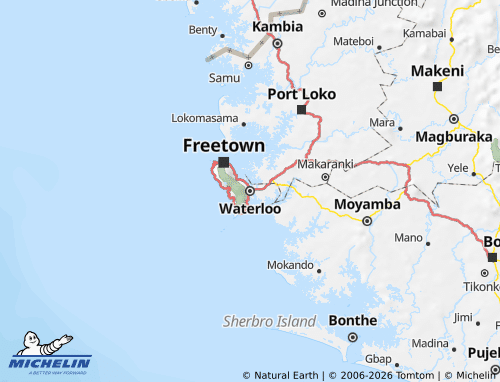 Mappa MICHELIN Western Area Rural - ViaMichelin