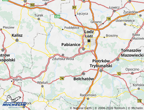 MICHELIN Łaski map - ViaMichelin