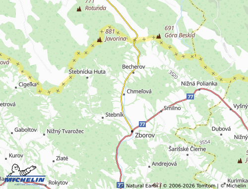 MICHELIN-Landkarte Chmeľová - ViaMichelin
