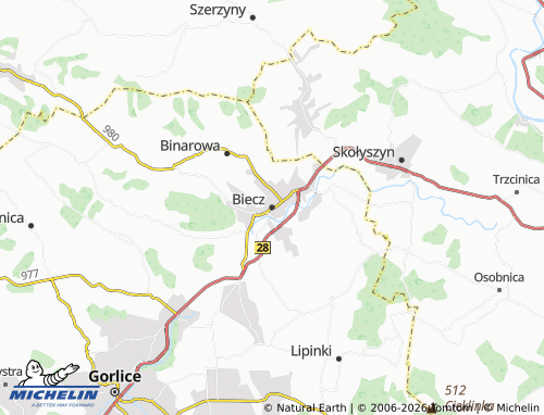 MICHELIN Biecz map - ViaMichelin
