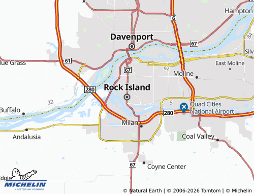 Carte MICHELIN Rock Island - ViaMichelin